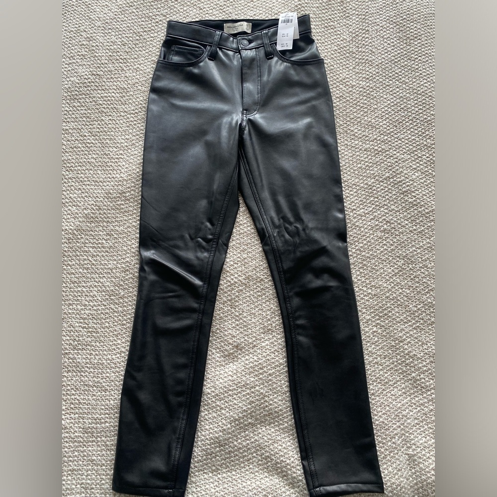 abercrombie the high rise skinny faux leather jean pants size 25
